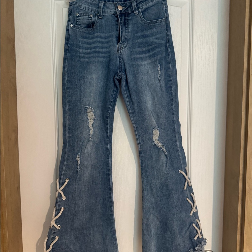 Blue Flare Wide Leg Jeans with Classic Indigo